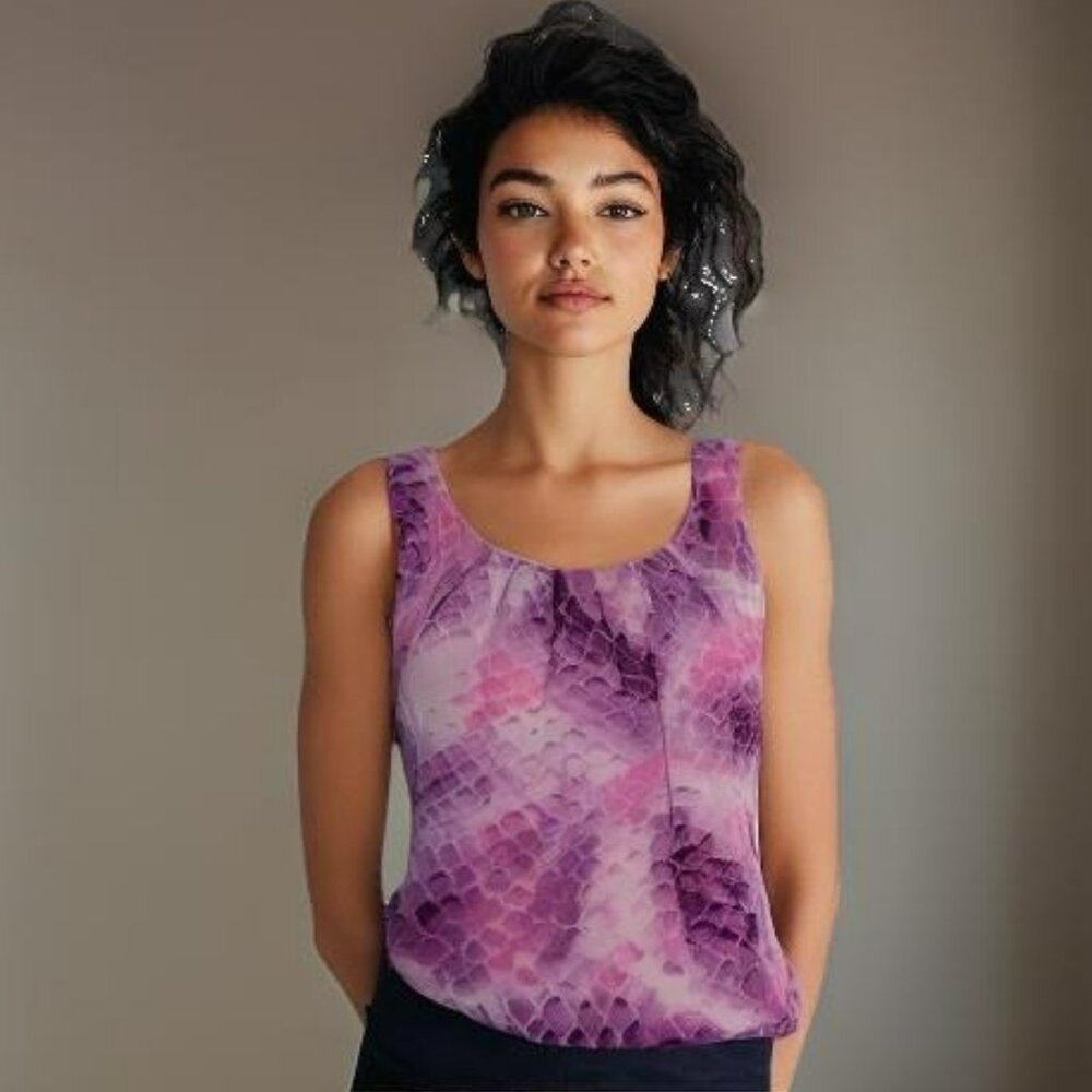 Lafayette Purple Pink Snakeskin Python Print Pure… - image 1
